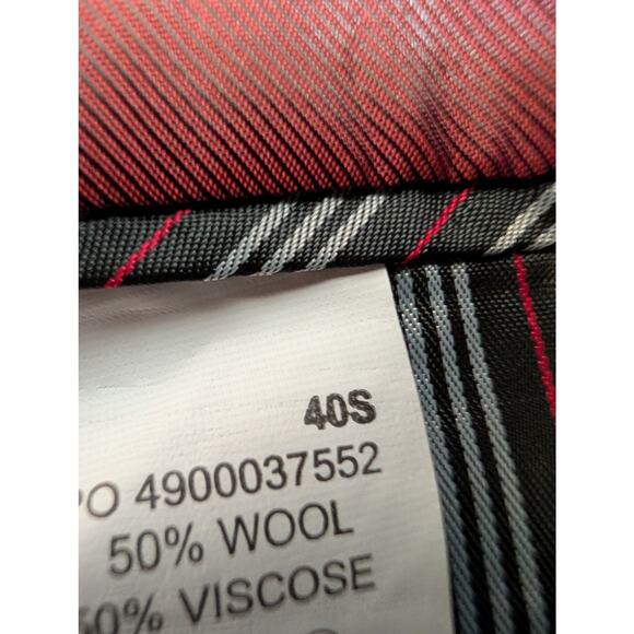 IZOD Mens Plaid Red & Black & Gray Wool Viscose 2 button Sport Coat Blazer 40 S - Picture 11 of 12